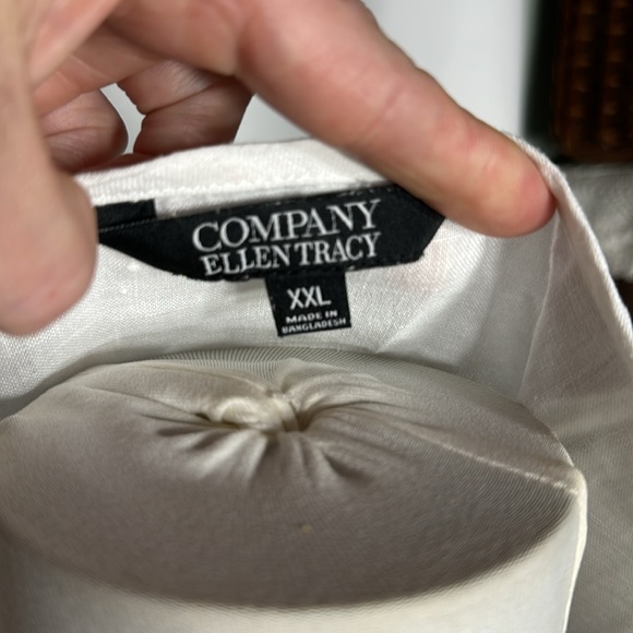 Vintage plus size Ellen Tracy white linen long sleeve top - Picture 6 of 7